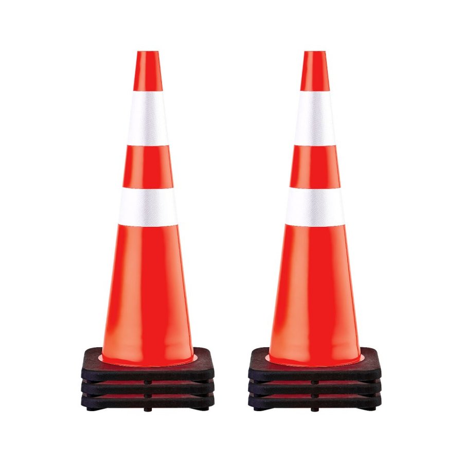 VEVOR 6Pack 36\" Traffic Cones, Safety Road Parking Cone with Black Weighted Base, PVC Orange Traffic Safety Cones, Hazard Cones Reflective Collars for Construction Traffic Parking