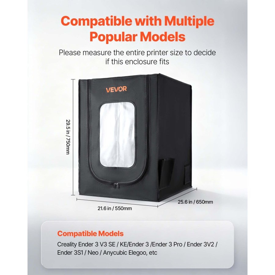 VEVOR 3D Printing Enclosure – 21.6 × 25.6 × 29.5 in.