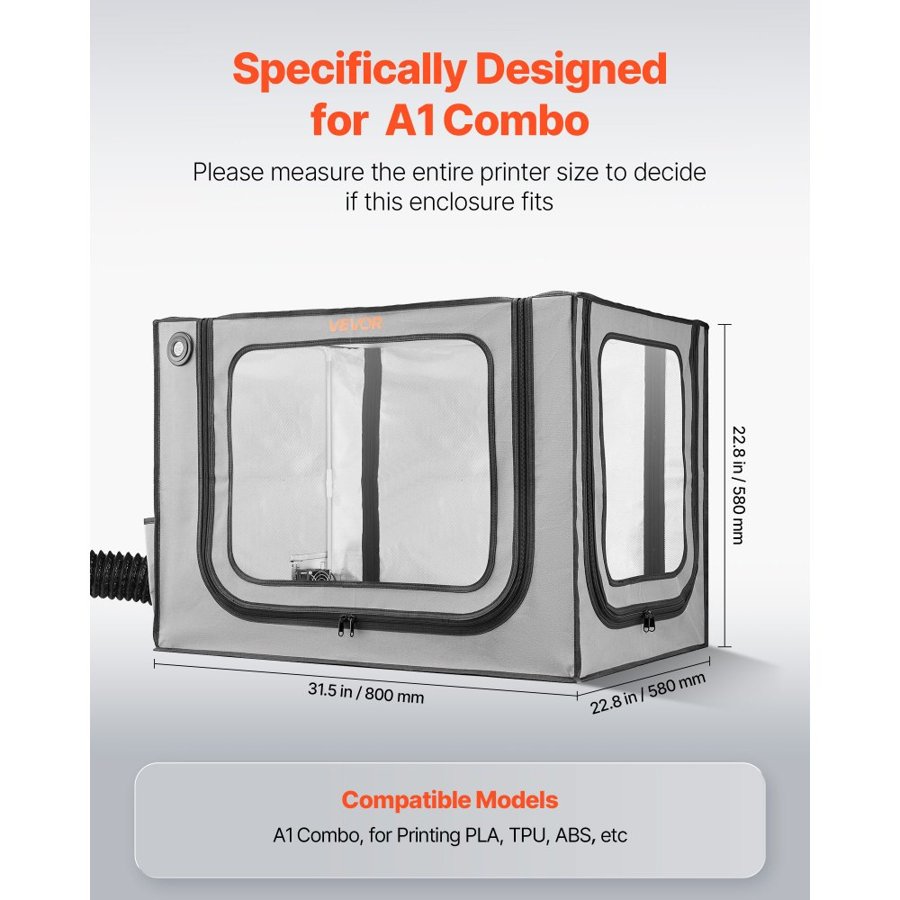 VEVOR 3D Printer Enclosure – 600D, 31.5 x 22.83 x 22.83 Inch
