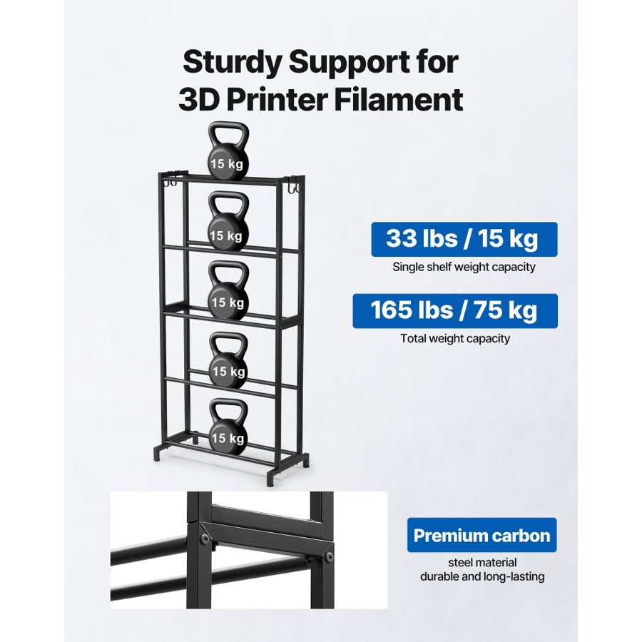 VEVOR 3D Printer Filament Storage – 5 Tier, 45 Spool Load