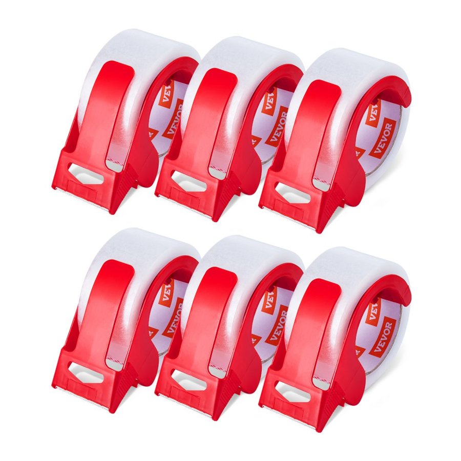 VEVOR Clear Packing Tape, 3 inches Core, 6 Rolls 1.88 Inches x 65 Yards Packing Tape with Dispenser, 2.7 Mil Heavy Duty Packaging Tape Designed for Moving, Storage and Packing, Shipping and Mailing