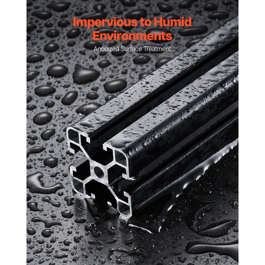 VEVOR 4PCS 23.6 in (600 mm) T Slot 4040 Aluminum Extrusion Profile, European Standard Anodized Linear Rail, High-Strength Extruded Aluminum Rail for 3D Printer, CNC Machine DIY, Laser Engraving, Black