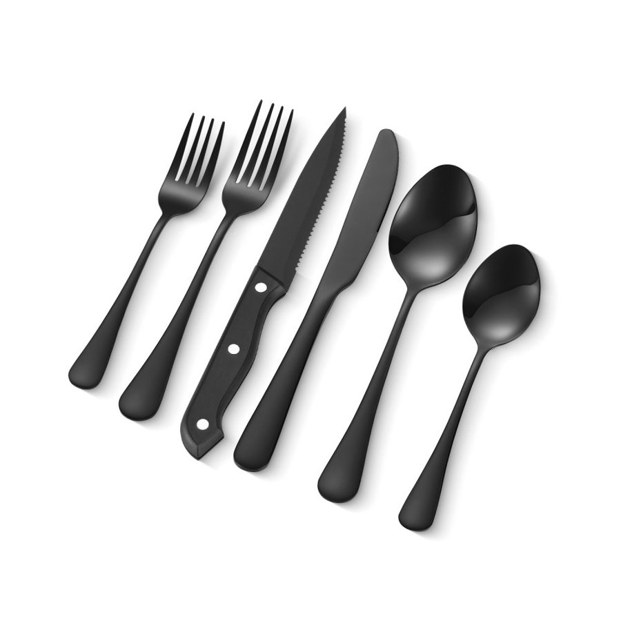 VEVOR Black Silverware Set – 48 PCS, 18/0 Stainless Steel