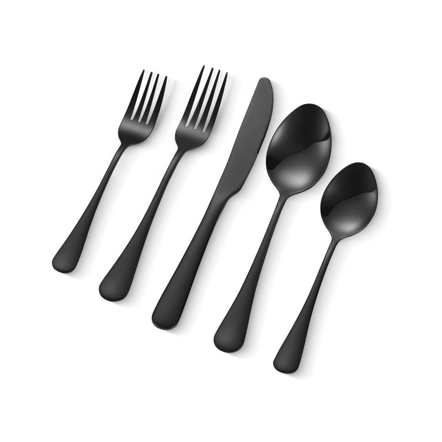 VEVOR Black Stainless Silverware – 30-Piece Set for 6