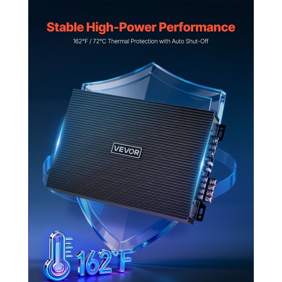 VEVOR 4 Channel Car Audio Amplifier – 1600W Max, Class AB