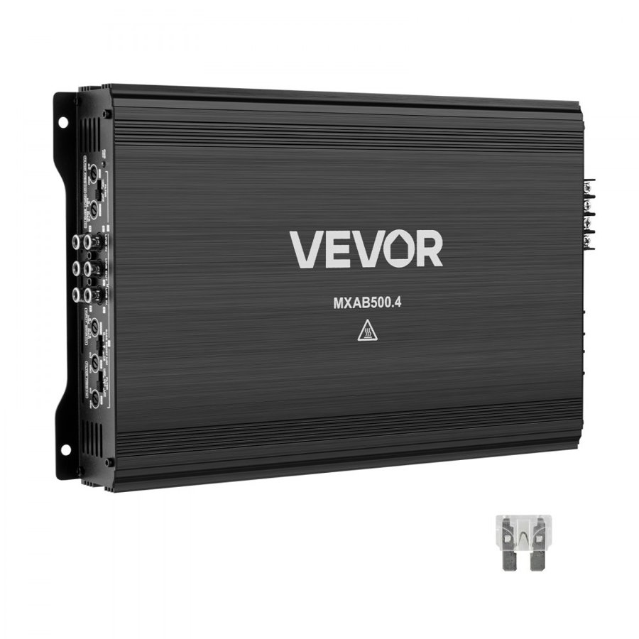 VEVOR Car Audio Amplifier, 4-Channel Bridgeable Car Amplifier, Multichannel Class AB Stereo Amp, Max. 4 x 250W at 4 Ohms / 4 x 500W at 2 Ohms, High Output, for SUVs, Pickups, and Off-Road Vehicles