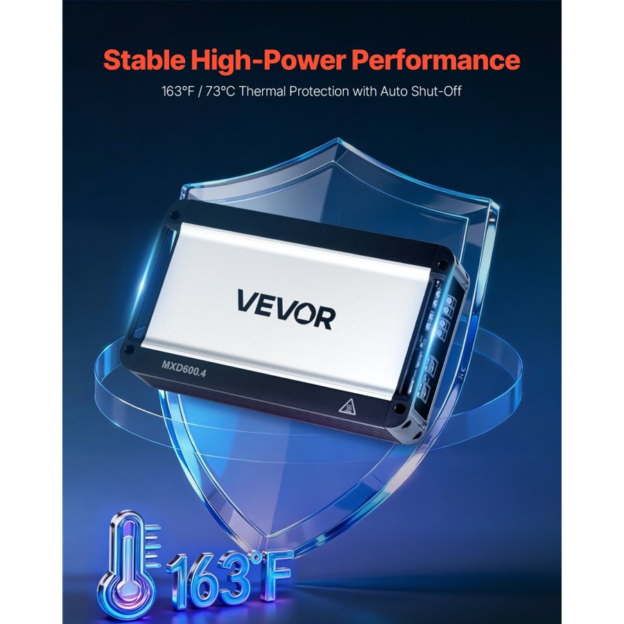 VEVOR 4 Channel Car Amplifier – 4×600W, Class D Full Range