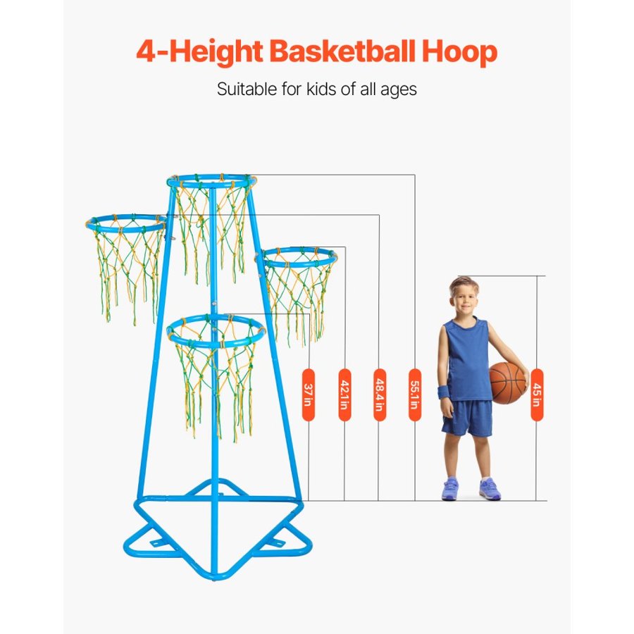 VEVOR Basketball Hoops for Kids – 4 Adjustable Hoops