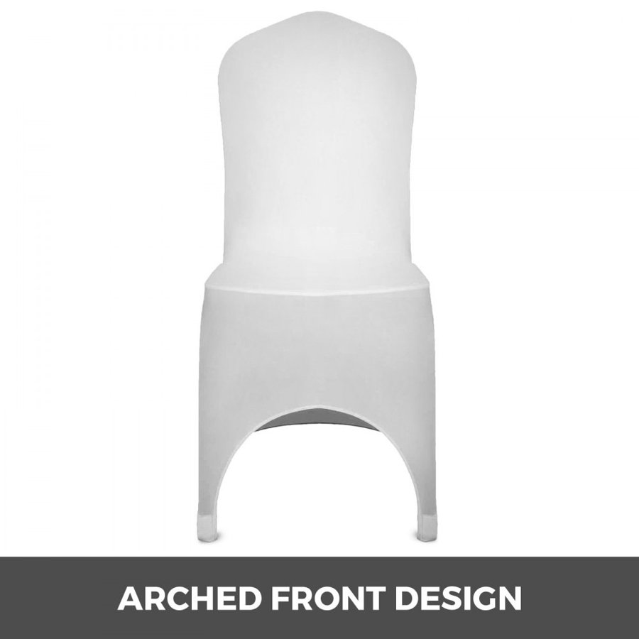 VEVOR Stretch Spandex Folding Chair Covers, Universal Fitted Arched Front Cover, Removable Washable Protective Slipcovers, for Wedding, Holiday, Banquet, Party, Celebration, Dining (50PCS White)