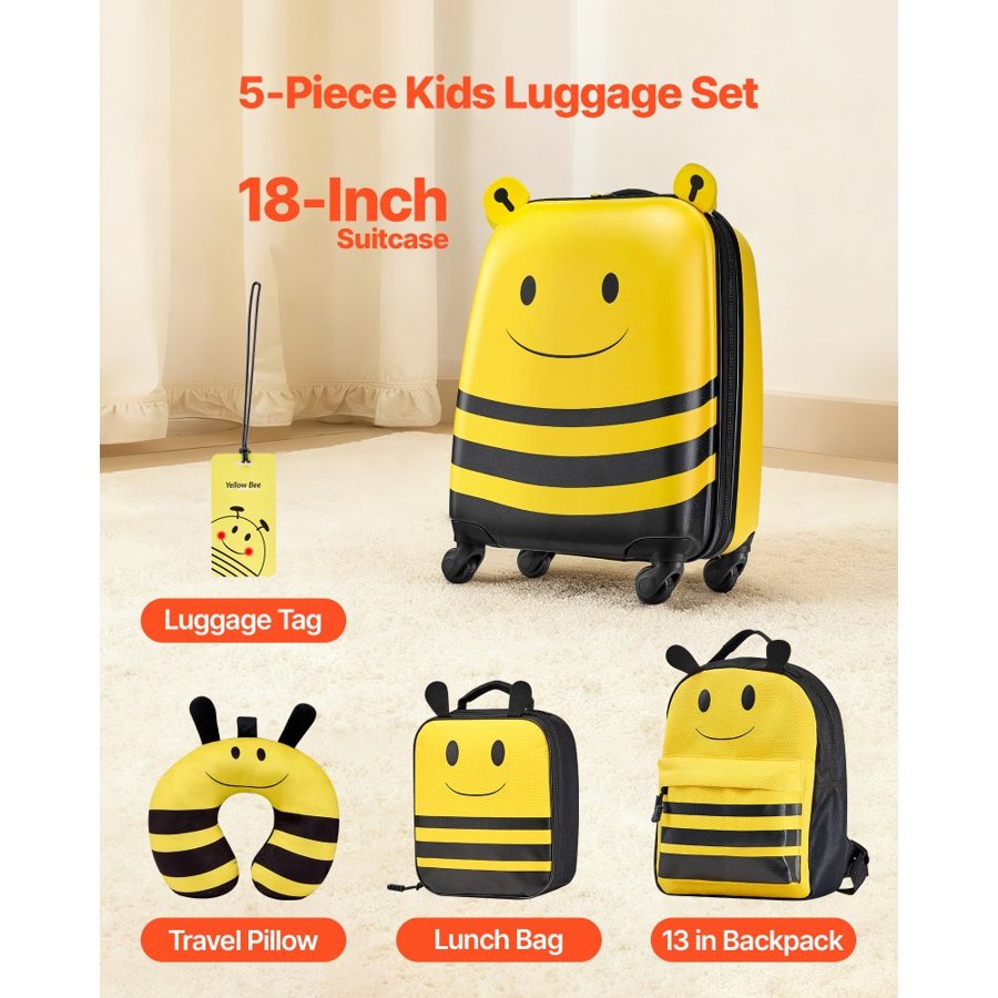 VEVOR Kids Luggage Set with Backpack – 5-Piece 18-Inch Set