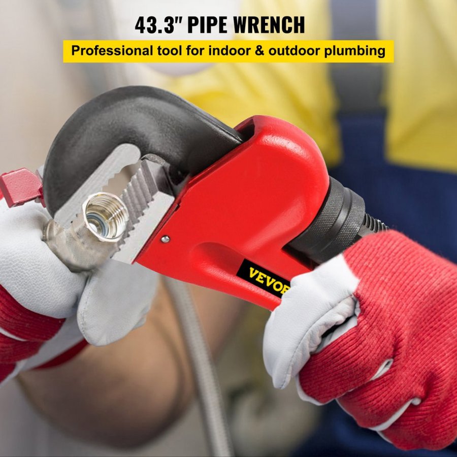 VEVOR Pipe Wrench, 51 inch, Heavy Duty Cast Iron Straight Plumbing Wrench, Adjustable Plumber Tool for Sink Faucet Toilet Bowl Bathroom Kitchen Drainer Repair Installation