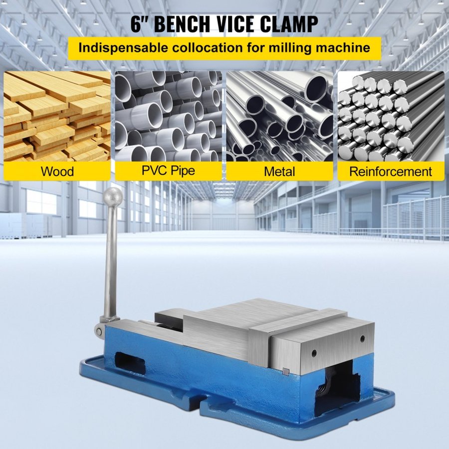 VEVOR 15.2 cm Powerful Precise Clamping Vice, 26.9 kg Vice Machine Vice Precision Vice Accessory Set, 4.4 cm Jaw Precise Clamping Lock Table Vice