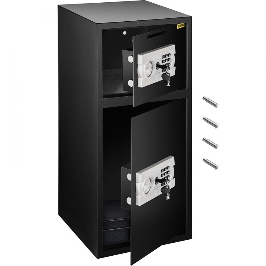 VEVOR 74 L Digital Double Door Safe Depository Box Gun Safes Cash Office Security Lock Strong Iron Larger Digital Safe Box