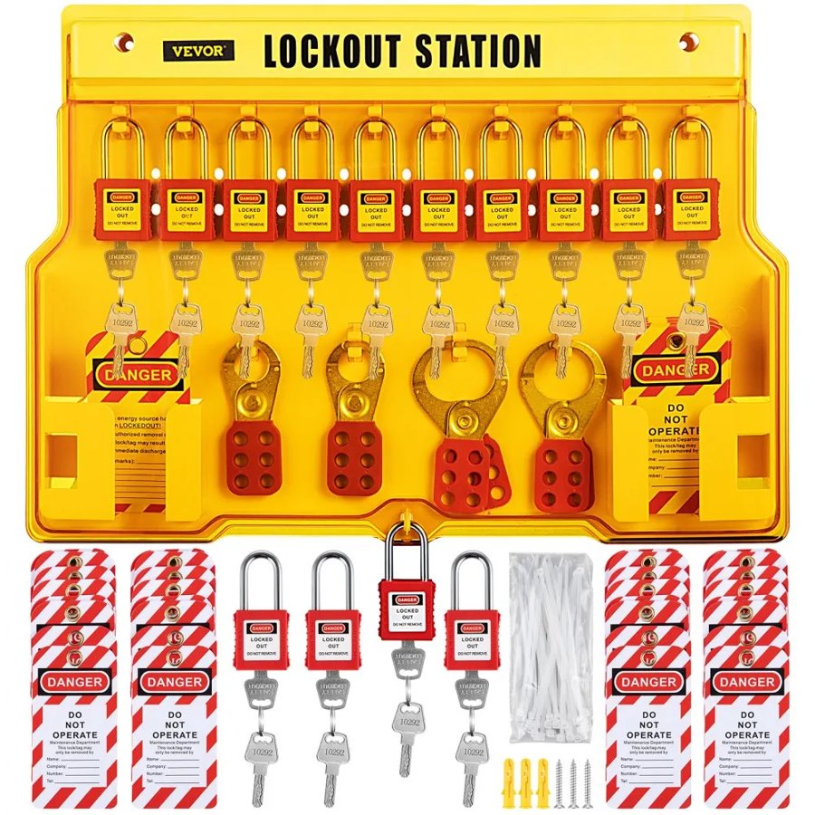 VEVOR 58 PCS Lockout Tagout Kits, Electrical Safety Loto Kit Includes Padlocks, Lockout Station, Hasp, Tags & Zip Ties, Lockout Tagout Safety Tools for Industrial, Electric Power, Machinery