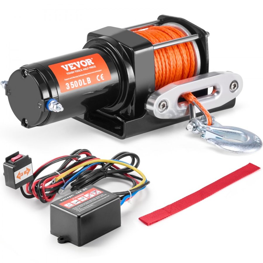 VEVOR 3500 lb Winch Synthetic Rope – 12V,  Φ3/16 Inch
