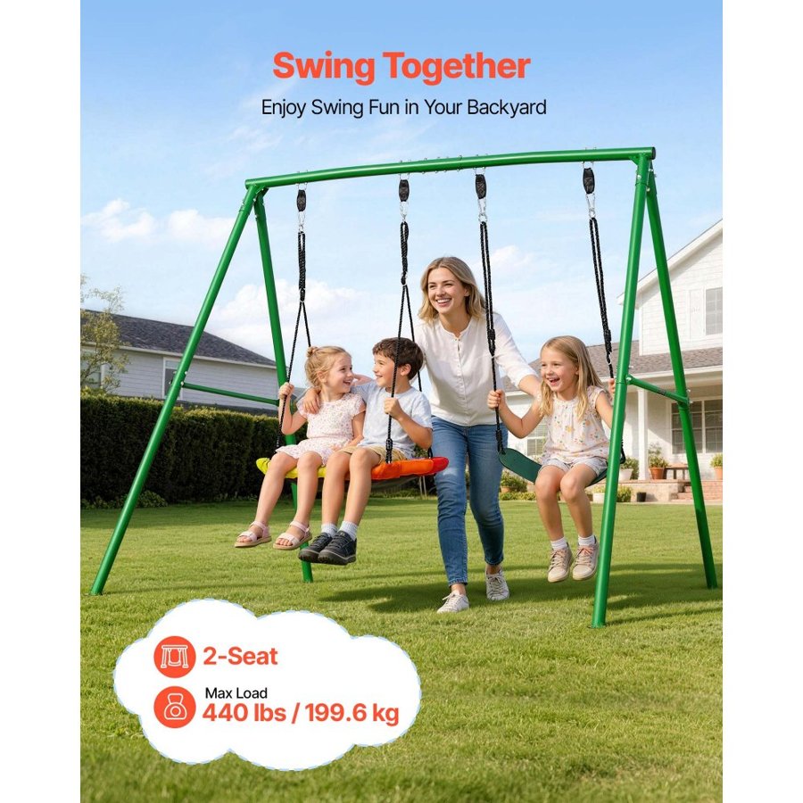 VEVOR Backyard Swing Sets for Kids – 80cm Saucer & Belt Seat