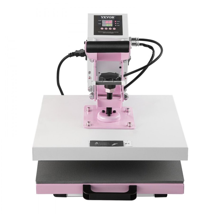 VEVOR Heat Press Machine 380 x 380 mm Digital Slide Out Heat Transfer Pink, for T-Shirts/Pillows/Bags, Fast and Even Heating, Precise Digital Control, 2-Layer Insulation Cotton, Heat Transfer Machine