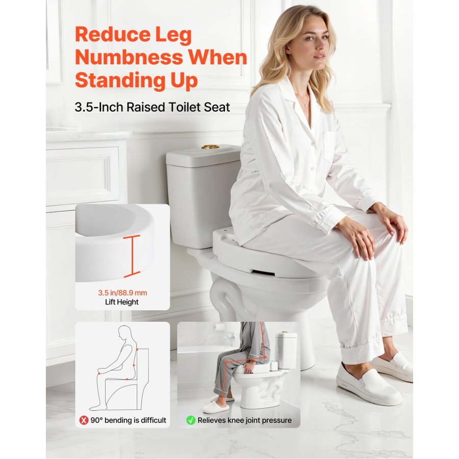 VEVOR Toilet Seat Lift – 3.5-Inch Rise, 300 lbs Support