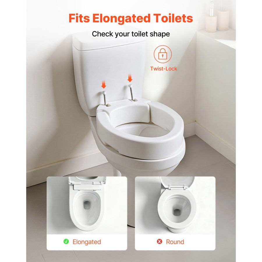 VEVOR Toilet Seat Lift – 3.5-Inch Rise, 300 lbs Support