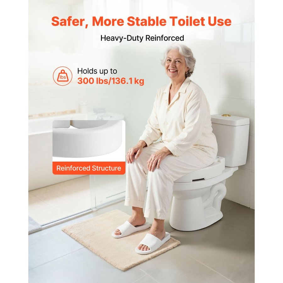 VEVOR Toilet Seat Lift – 3.5-Inch Rise, 300 lbs Support