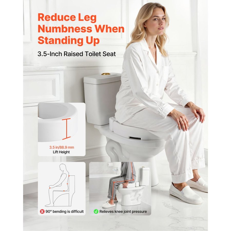 VEVOR Commode Seat Lift – 3.5-Inch Height, 300 lbs Capacity