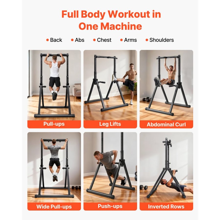 VEVOR Pull Up Bar, 150kg Capacity Portable Pullup Bar Station, Pullup Bars Free Standing with Triangular Structure & Heavy-Duty Steel Tube, 9 Level Height Adjustment Gravity Fitness for Arms, Back