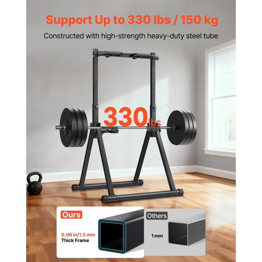 VEVOR Pull Up Bar, 150kg Capacity Portable Pullup Bar Station, Pullup Bars Free Standing with Triangular Structure & Heavy-Duty Steel Tube, 9 Level Height Adjustment Gravity Fitness for Arms, Back