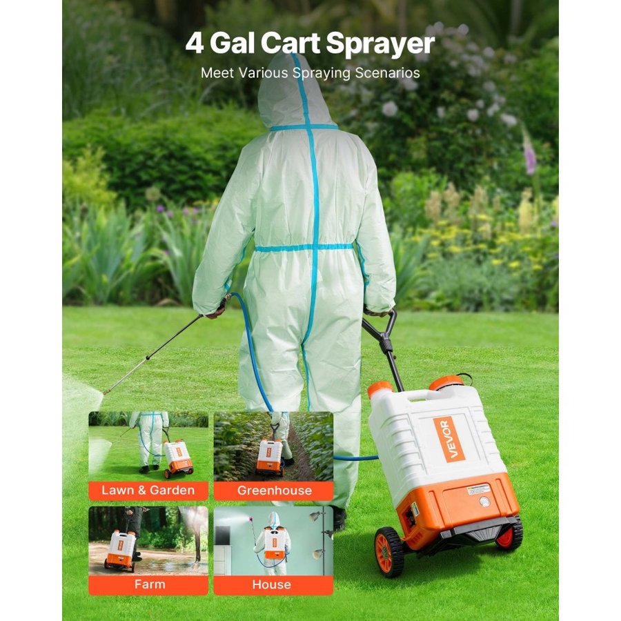 VEVOR Battery Operated Backpack Sprayer – 15L, 0-94 PSI