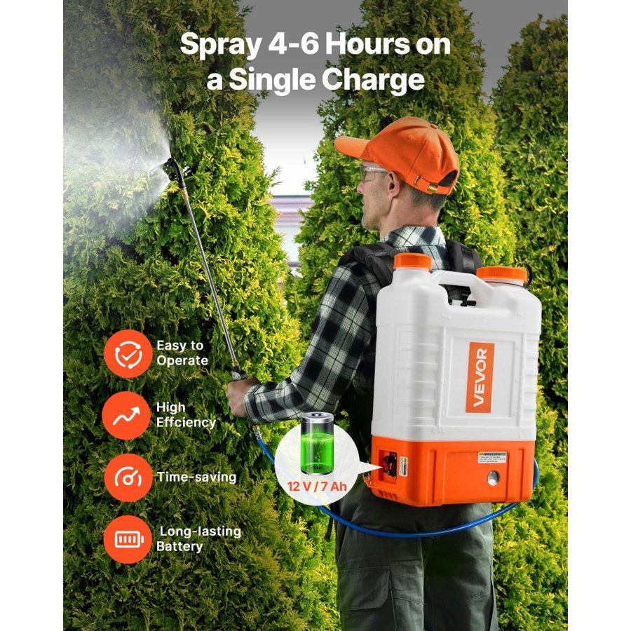 VEVOR Battery Operated Backpack Sprayer – 15L, 0-94 PSI