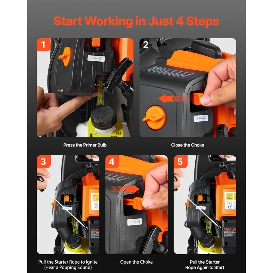VEVOR Gas Powered Backpack Leaf Blower – 43CC, 447 CFM