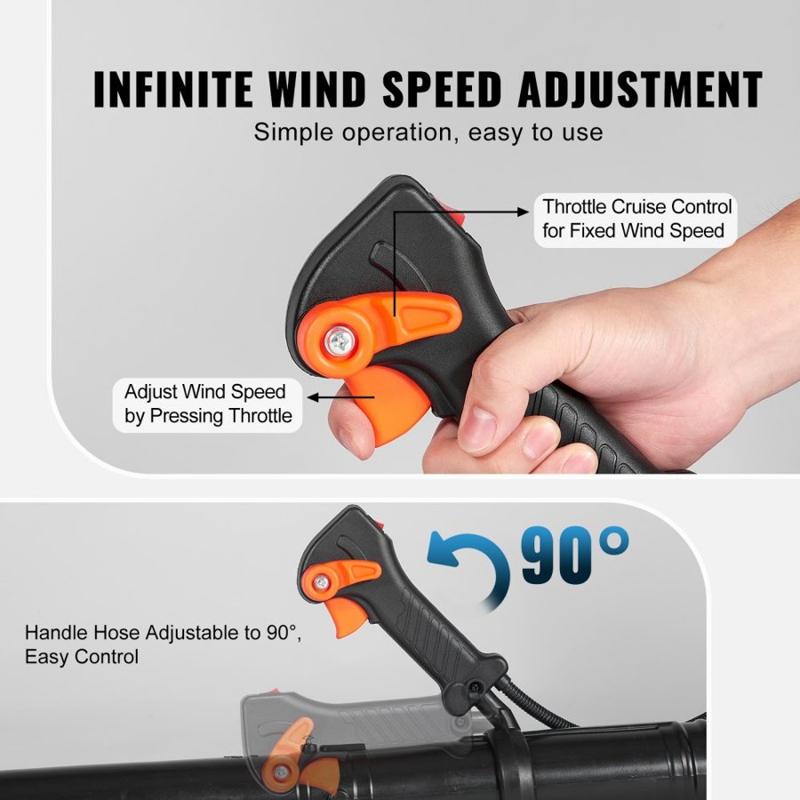 VEVOR Backpack Leaf Blower, 63CC 2-Cycle Gas Leaf Blower with 1.89L Fuel Tank, 1110CFM Air Volume 220MPH Speed, Ideal for Lawn Care, Leaf Cleaning, and Snow Removal