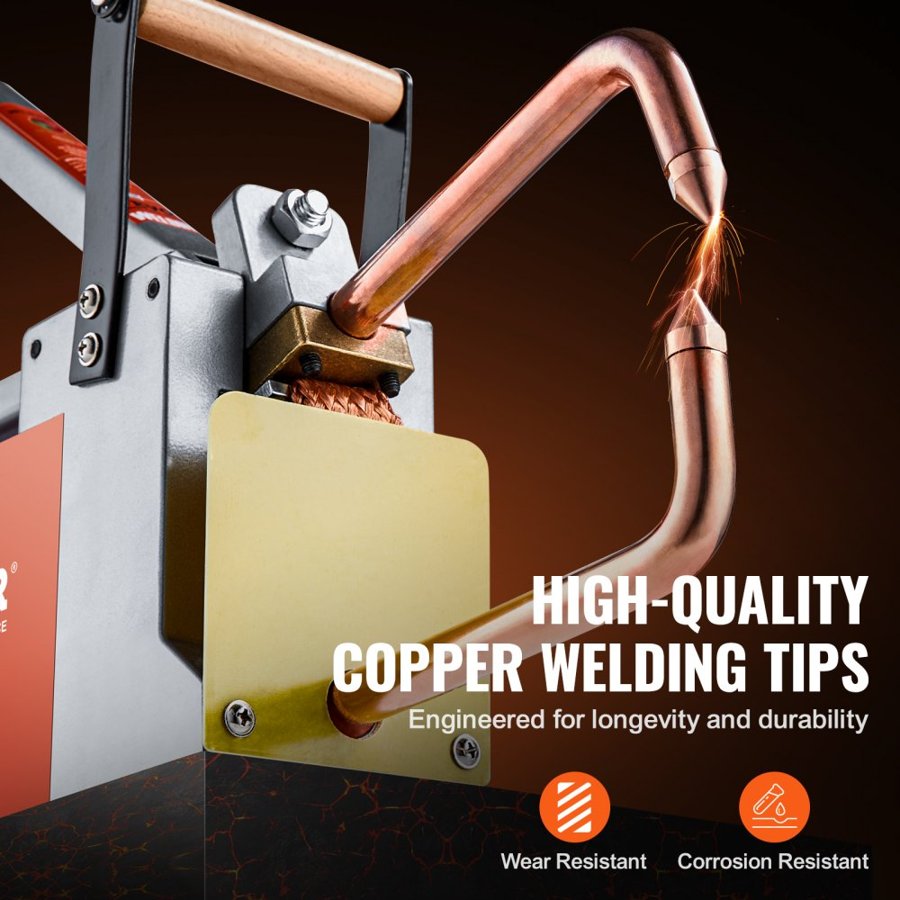 VEVOR Portable Spot Welder, 1/8-inch Thick Spot Welder Machine with 1.5KVA Input Capacity, Handheld Welding Tip Gun Metal Sheet Spot Welding Machine for Carbon Steel, Stainless Steel, Aluminum Sheet