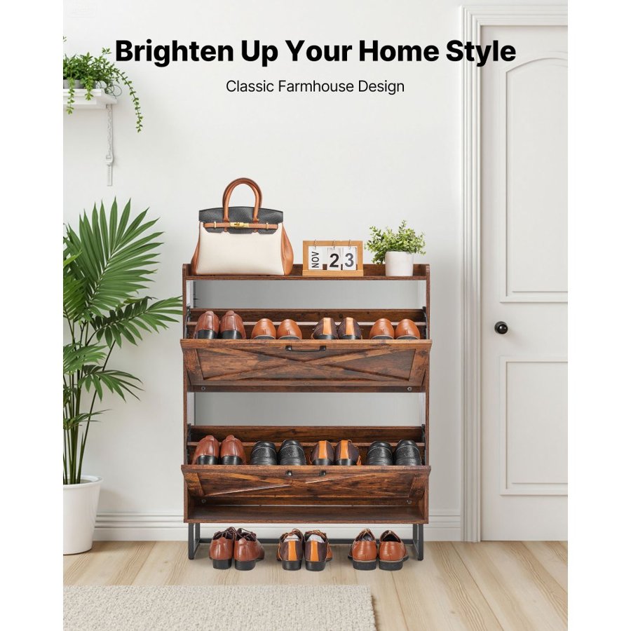 VEVOR Shoe Storage Cabinet with Flip Drawers – 2 Layer