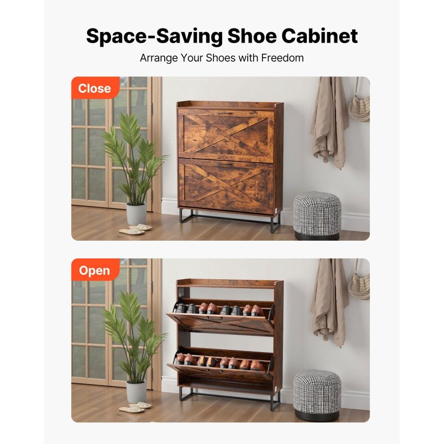 VEVOR Shoe Storage Cabinet with Flip Drawers – 2 Layer
