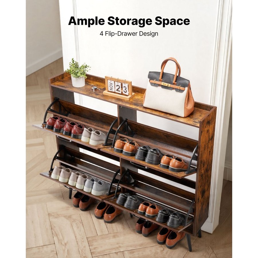 VEVOR Shoe Cabinet with 4 Flip Drawers – 47.24"x9.45"x41.34"