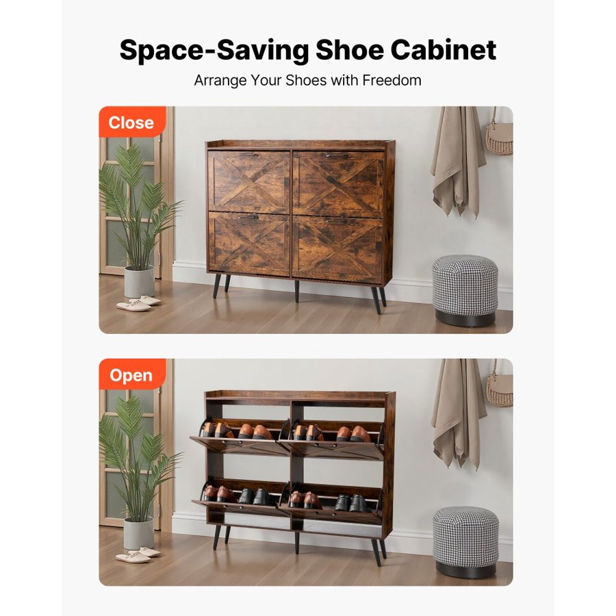 VEVOR Shoe Cabinet with 4 Flip Drawers – 47.24"x9.45"x41.34"