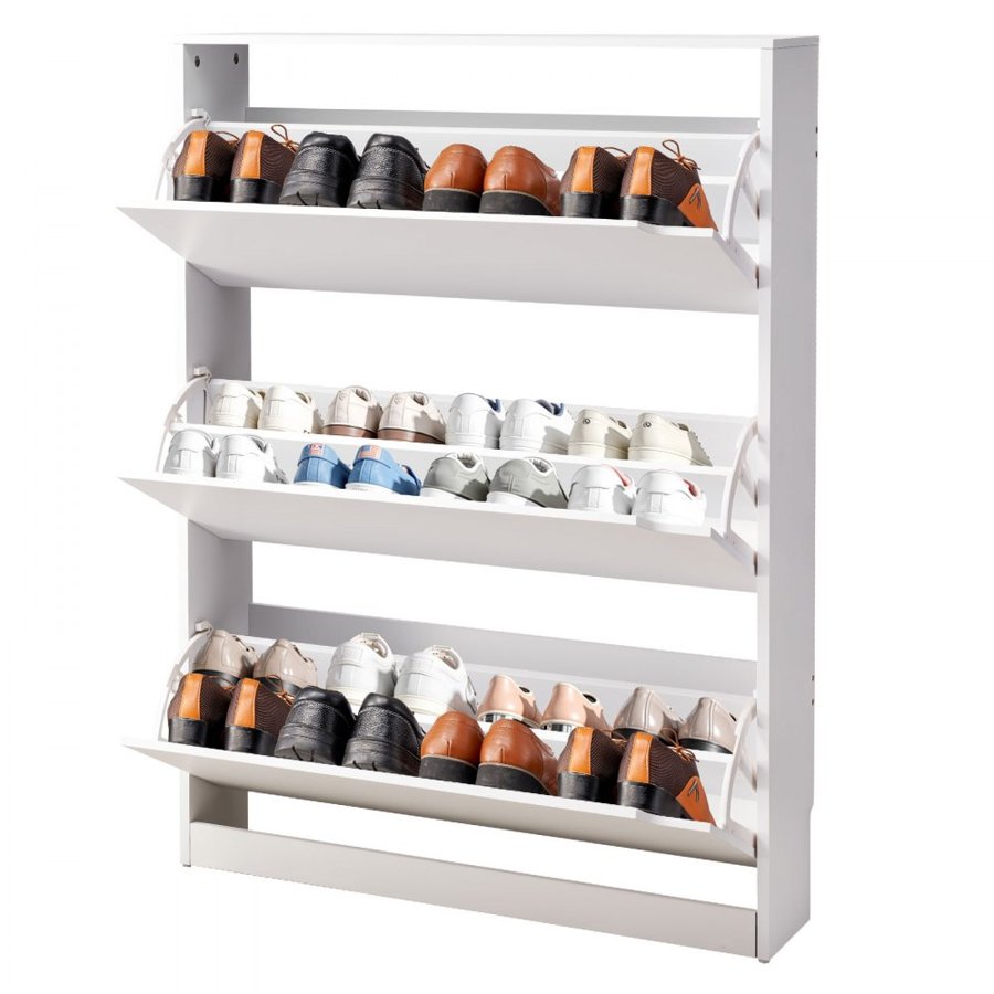 VEVOR Shoe Cabinet with 3 Flip Drawers – White, 31.5 in