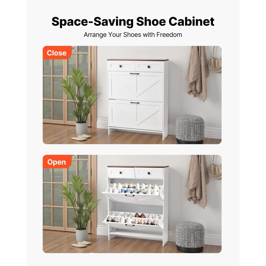 VEVOR Shoe Storage Cabinet with 2 Flip Drawers – 44.09 LBS