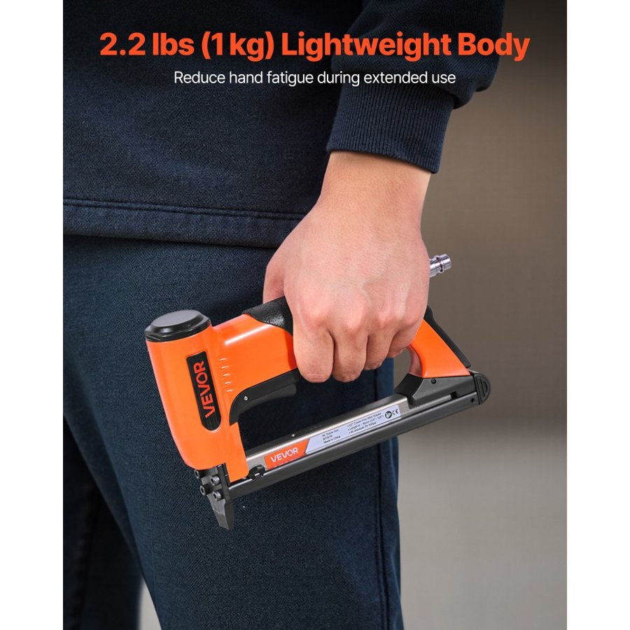 VEVOR Pneumatic Staple Gun, 21 Gauge Air Upholstery Stapler for 80 Series Fine Wire Staples 12.8mm Crown 6mm -16mm Length, Max 150PCS Loading Air Staple Gun for Upholstering, Woodworking, DIY Projects