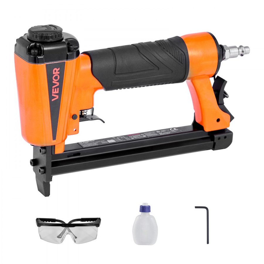 VEVOR Pneumatic Staple Gun, 21 Gauge Pneumatic Upholstery Stapler for 80 Series 12.8mm Crown 6mm-16mm Length Staples, 70-110 PSI Air Staple Gun for Woodworking, Upholstering, Crafts, DIY Projects