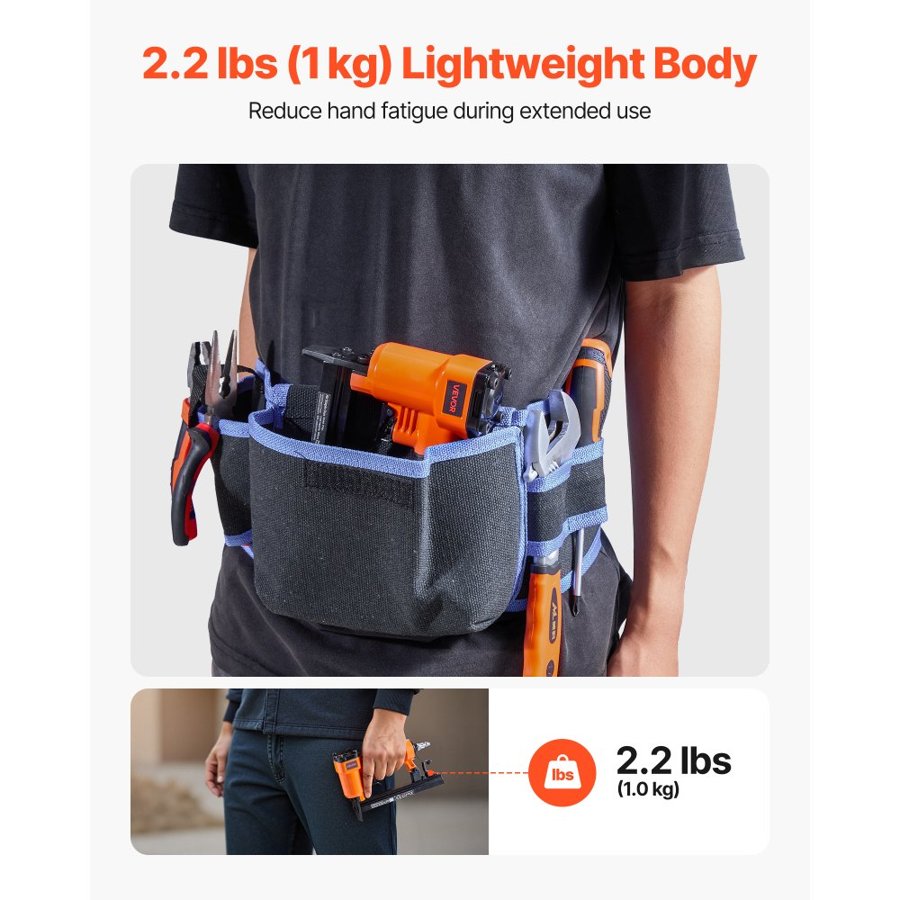 VEVOR Pneumatic Staple Gun, 22 Gauge Pneumatic Upholstery Stapler for 71 Series Fine Wire Staples 9.1mm Crown 4mm-16mm Length, 70-110 PSI Air Staple Gun for Woodworking, Upholstering, DIY Project