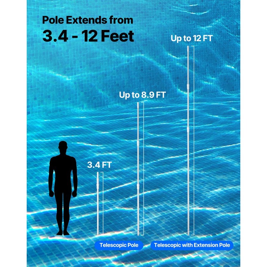 VEVOR Swimming Pool Extension Pole – 3.4 to 12 Ft Telescopic