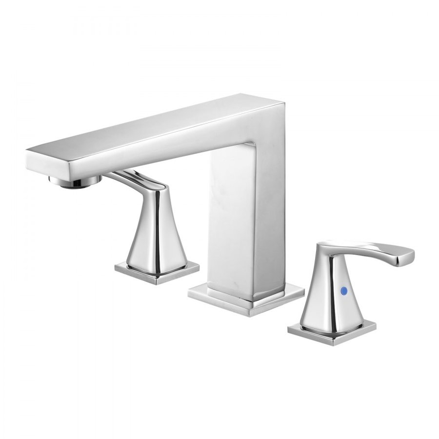 VEVOR Roman Tub Faucet, 3 Hole Waterfall Bathtub Faucet, Bath Tubs Faucets Set with 2 Handles, Roman Tub Faucets Deck Mount for Pet Washing, Baby Care, Adult Bathing, Silver, Right-Angle Spout Design
