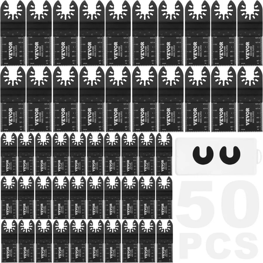 VEVOR 50PCS Oscillating Saw Blades, Universal Quick Release Oscillating Saw Blades, Multitool Tool Blades for Wood Plastic Aluminum, Fit Dewalt Milwaukee Hitachi Chicago Craftsman
