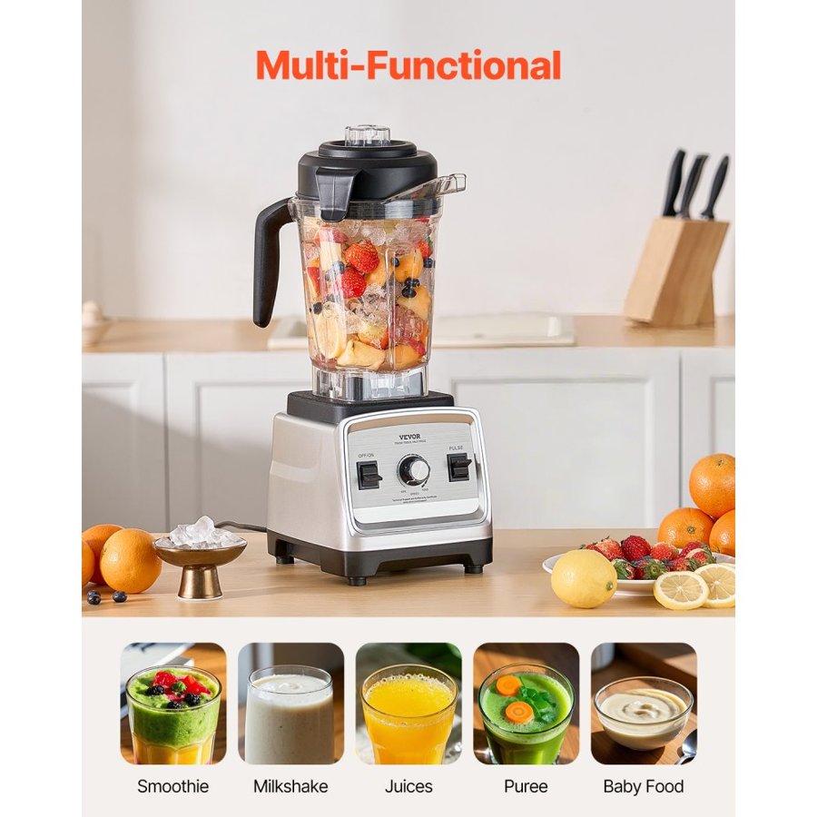 VEVOR Blender for Smoothies, 85 oz 1600W, Professional Blender with Powerful Motor, Multi-Functional Food Processing Blender for Smoothie/Milkshake/Juice, Fits for Kitchen