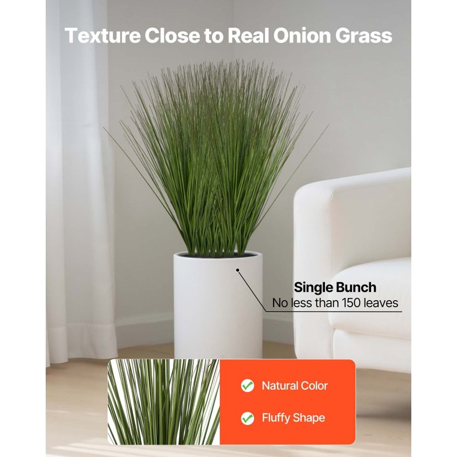 VEVOR Artificial Onion Grass – 27 Inch, 8 Pack PVC Shrubs
