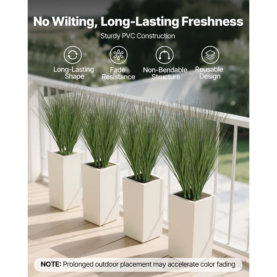 VEVOR Artificial Onion Grass – 27 Inch, 8 Pack PVC Shrubs