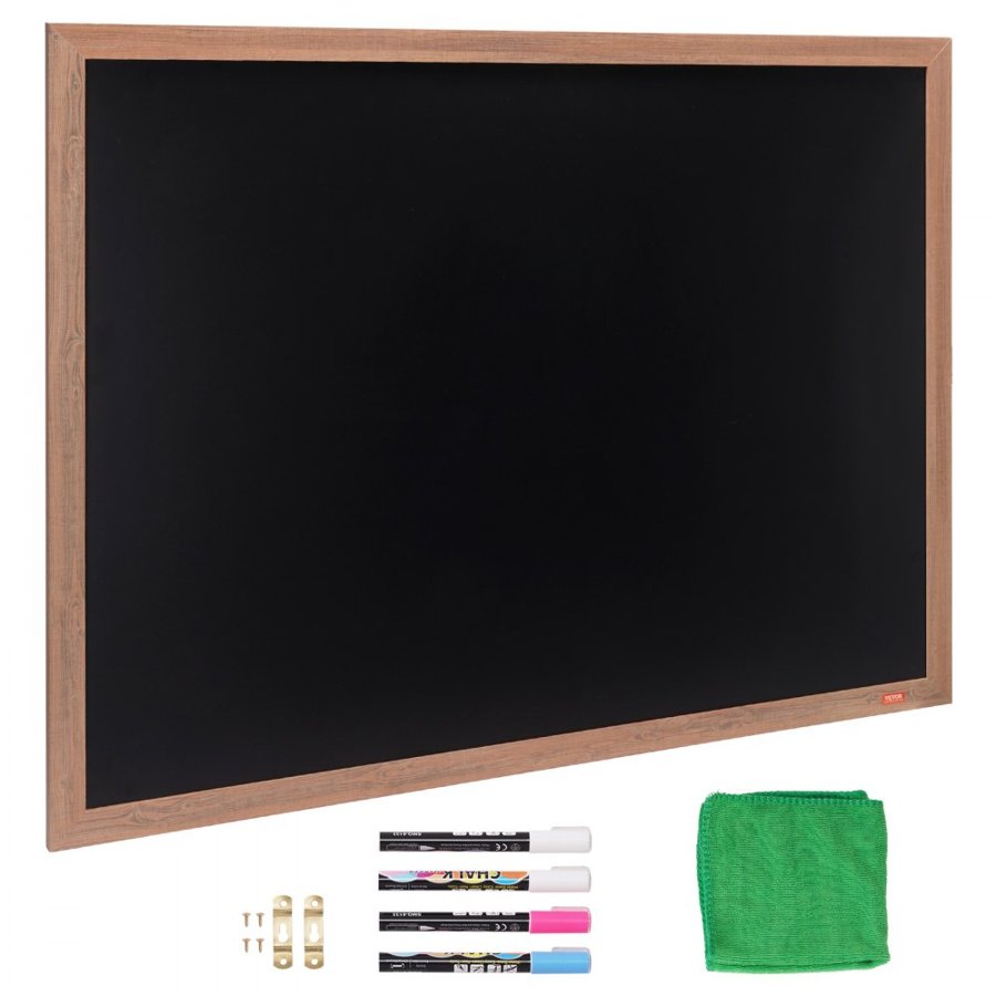 VEVOR Magnetic Chalk Board, Hanging Message Signs with Chalks, Vintage Chalkboard Sign, Rustic Brown Framed Calendar and Bulletin Combo Boards, 35"x46", Kitchen, Home Decor, Wedding