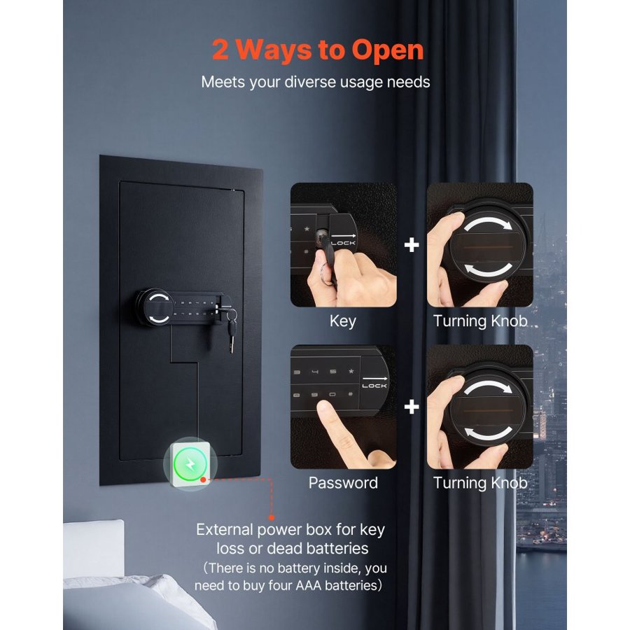 VEVOR Wall Mounted Safe – 3 Tier, Q235, 0.86 Inch, 5 Key