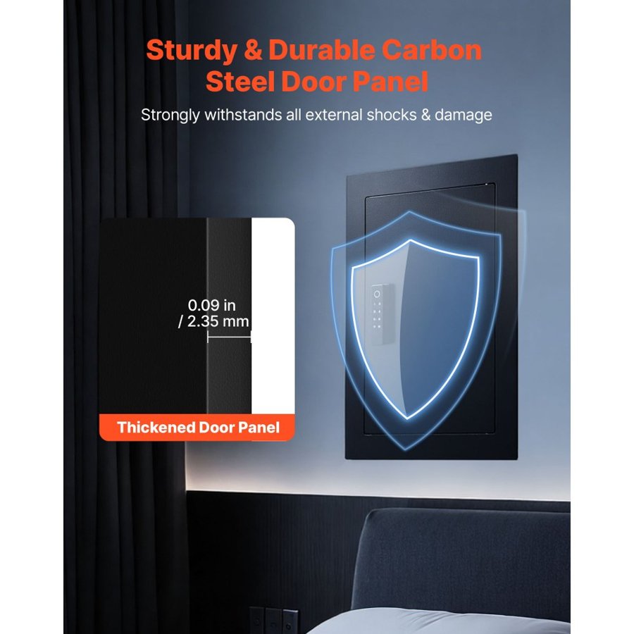 VEVOR Hidden Wall Safe – 3-Tier, Fingerprint, 2.35mm Steel